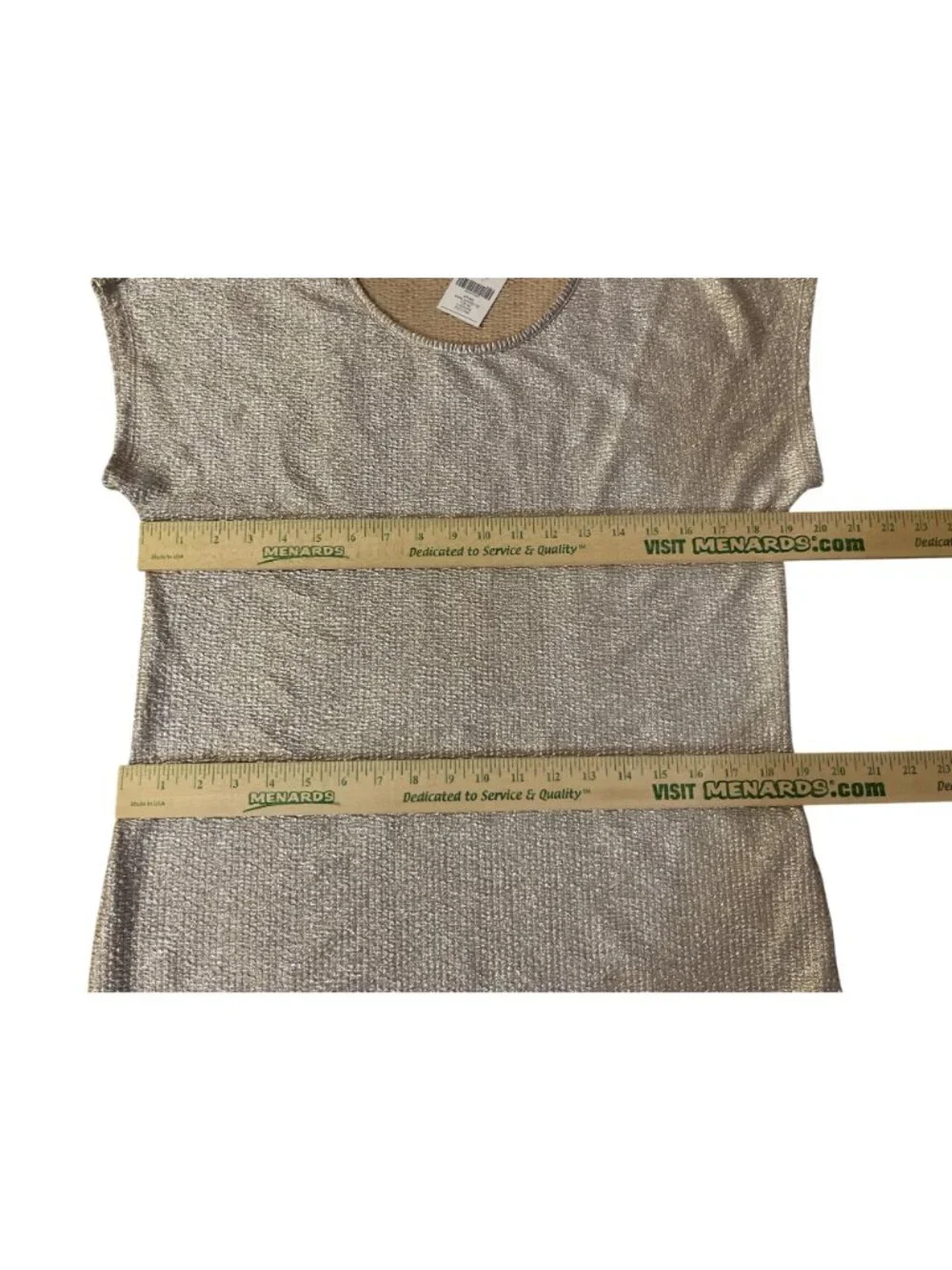 NEW Chicos Sierra Shimmer Tee Champagne Metallic Womens 1 M - Picture 9 of 15